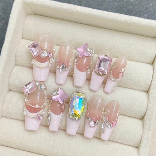 Fashion Long Handmade Press-On Nails For Women BVNL-255