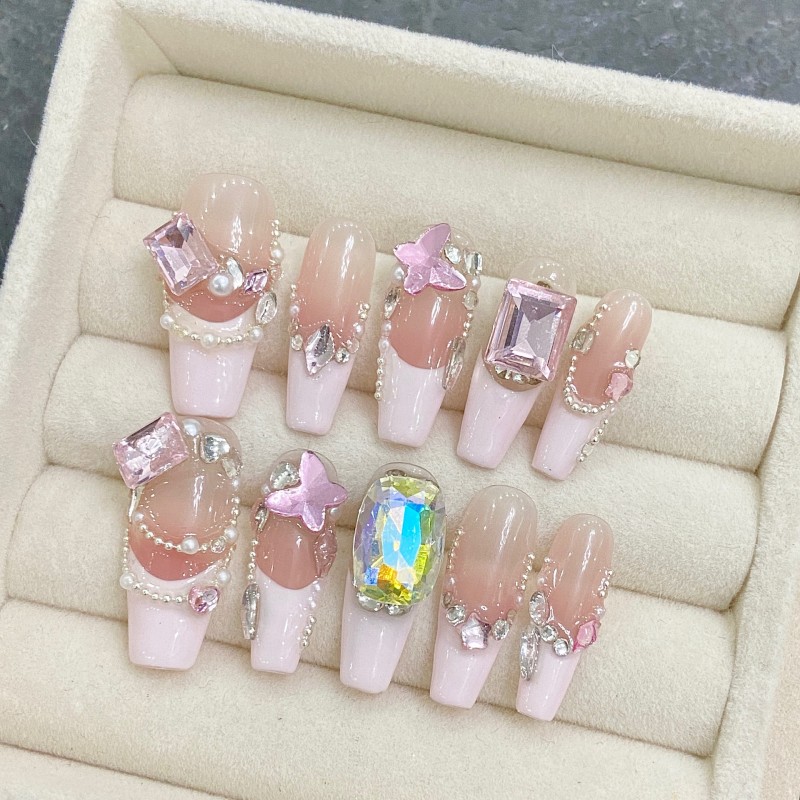 Fashion Long Handmade Press-On Nails For Women BVNL-255 