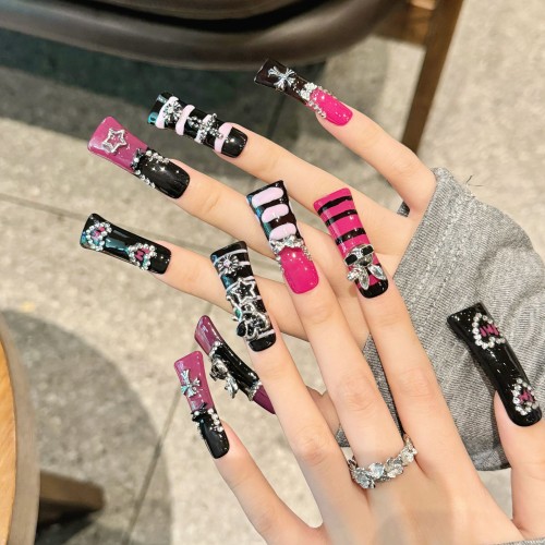 Fashion Long Handmade Press-On Nails For Women BVNL-256