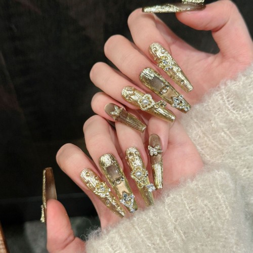 Fashion Long Handmade Press-On Nails For Women BVNL-262