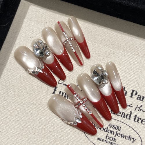 Fashion Long Handmade Press-On Nails For Women BVNL-263