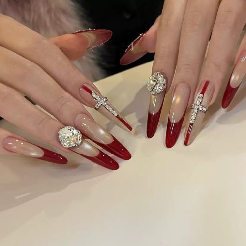 Fashion Long Handmade Press-On Nails For Women BVNL-263