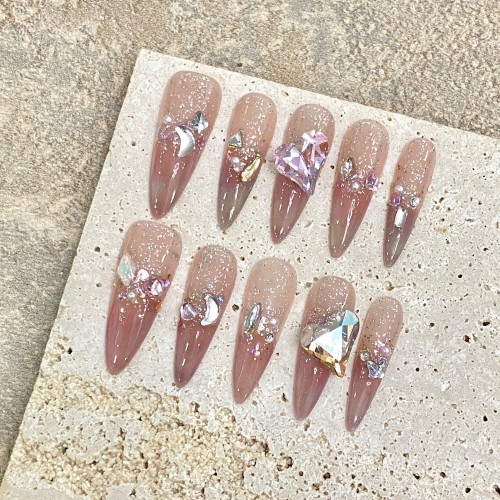 Fashion Long Handmade Press-On Nails For Women BVNL-265