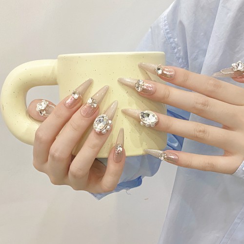 Fashion Long Handmade Press-On Nails For Women BVNL-266