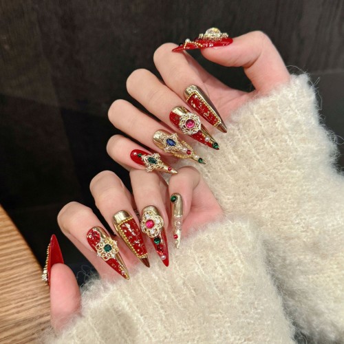 Fashion Long Handmade Press-On Nails For Women BVNL-268