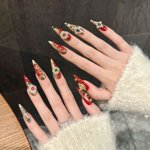 Fashion Long Handmade Press-On Nails For Women BVNL-268