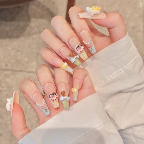 Fashion Long Handmade Press-On Nails For Women BVNL-273