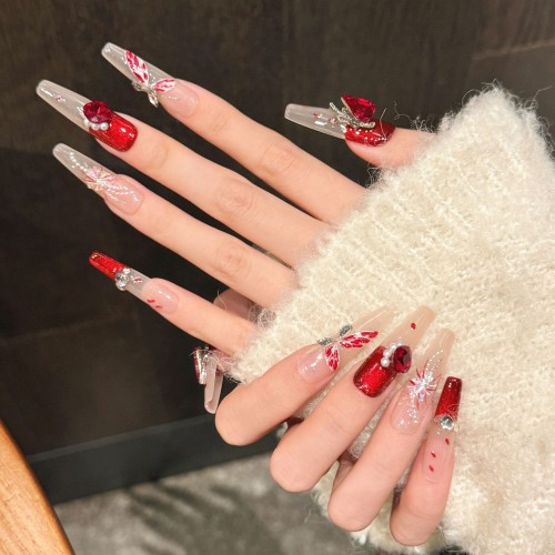 Fashion Long Handmade Press-On Nails For Women BVNL-274