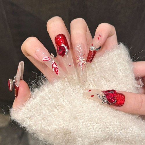 Fashion Long Handmade Press-On Nails For Women BVNL-274