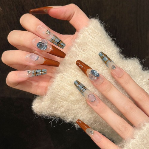 Fashion Long Handmade Press-On Nails For Women BVNL-282