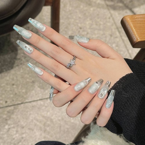 Fashion Long Handmade Press-On Nails For Women BVNL-284