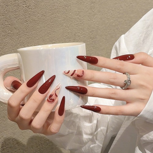 Fashion Long Handmade Press-On Nails For Women BVNL-287