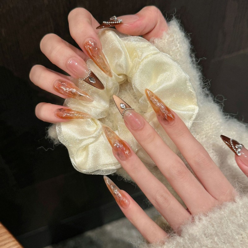 Fashion Long Handmade Press-On Nails For Women BVNL-292 