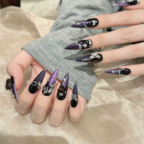 Fashion Long Handmade Press-On Nails For Women BVNL-293