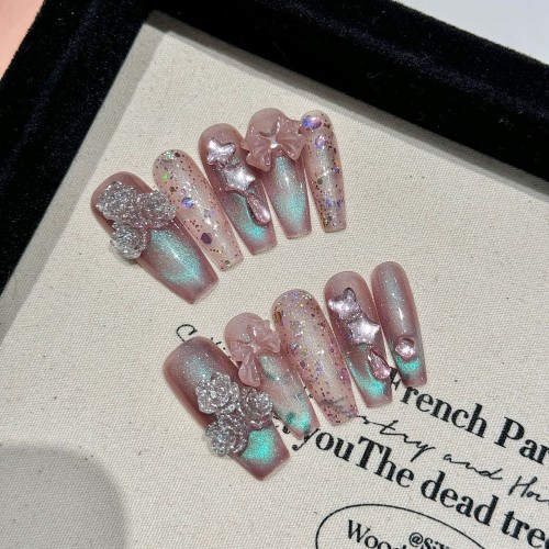 Fashion Long Handmade Press-On Nails For Women BVNL-295