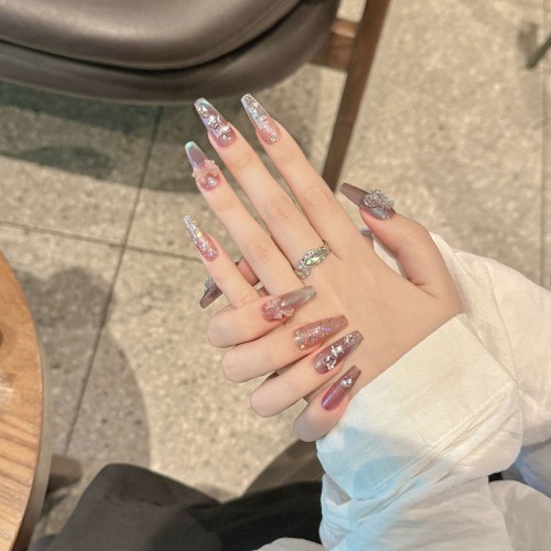 Fashion Long Handmade Press-On Nails For Women BVNL-295