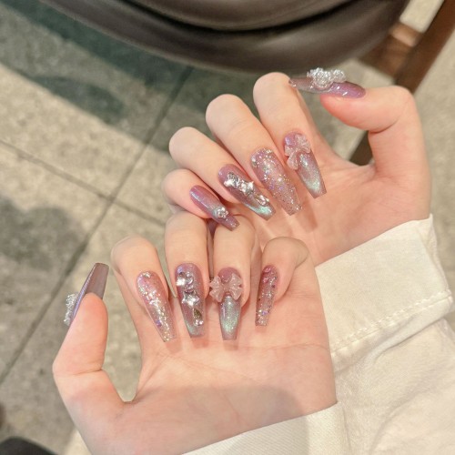 Fashion Long Handmade Press-On Nails For Women BVNL-295