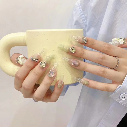 Fashion Long Handmade Press-On Nails For Women BVNL-299