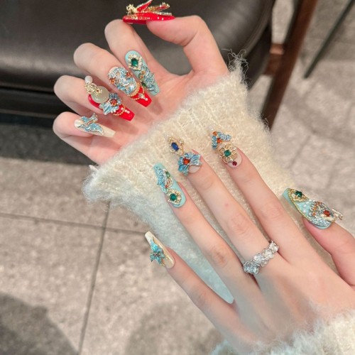 Fashion Long Handmade Press-On Nails For Women BVNL-30