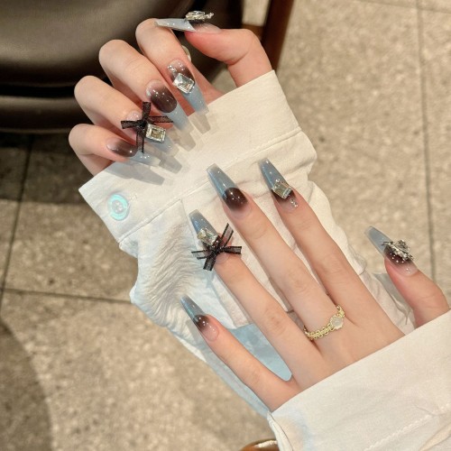 Fashion Long Handmade Press-On Nails For Women BVNL-302