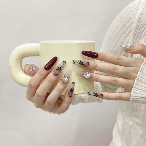 Fashion Long Handmade Press-On Nails For Women BVNL-307