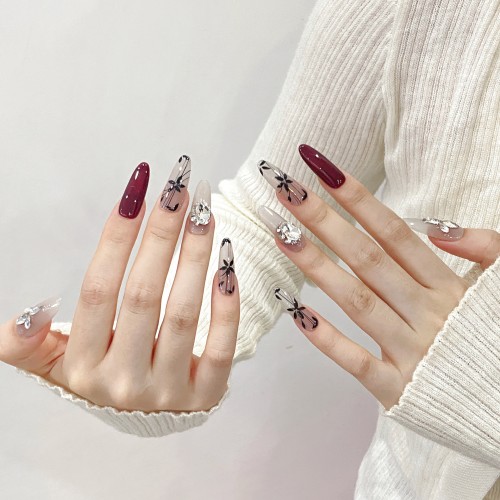 Fashion Long Handmade Press-On Nails For Women BVNL-307