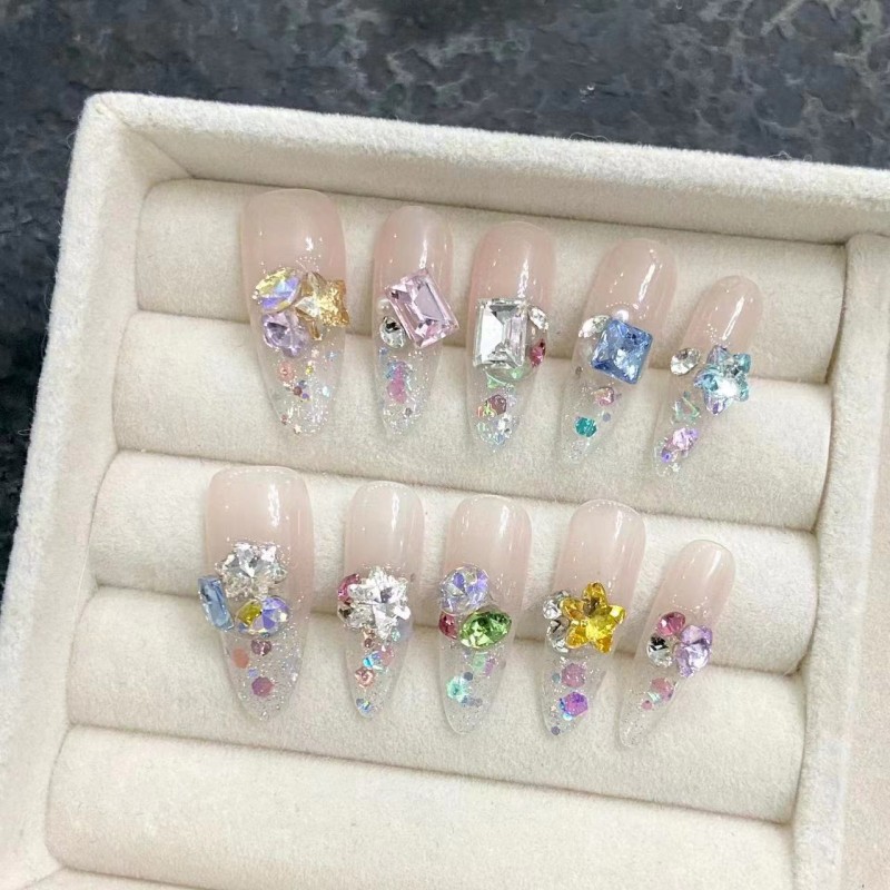 Fashion Long Handmade Press-On Nails For Women BVNL-313