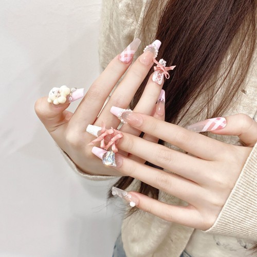 Fashion Long Handmade Press-On Nails For Women BVNL-318