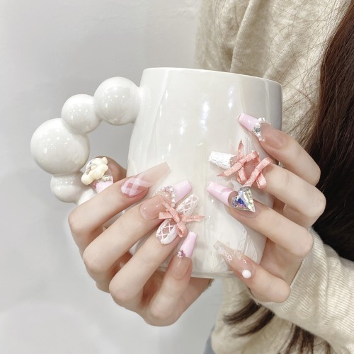 Fashion Long Handmade Press-On Nails For Women BVNL-318