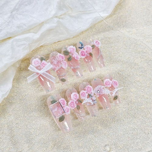 Fashion Long Handmade Press-On Nails For Women BVNL-319