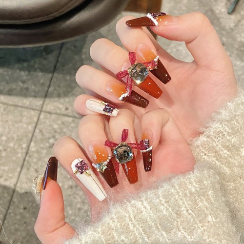 Fashion Long Handmade Press-On Nails For Women BVNL-322