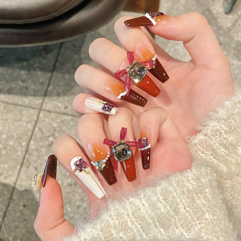 Fashion Long Handmade Press-On Nails For Women BVNL-322 