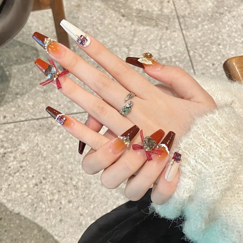 Fashion Long Handmade Press-On Nails For Women BVNL-322