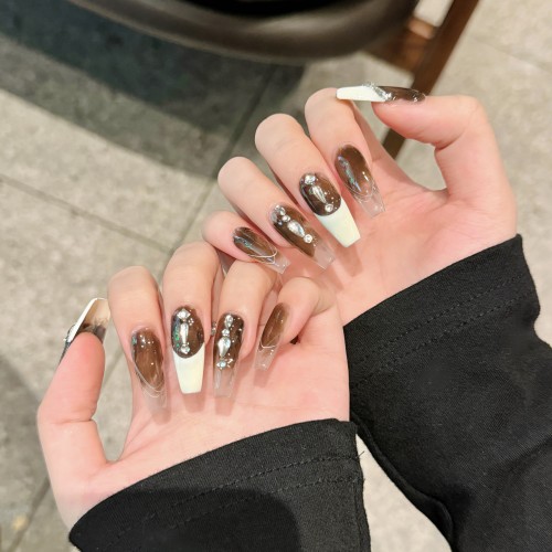 Fashion Long Handmade Press-On Nails For Women BVNL-327