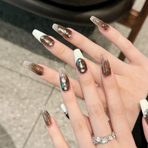 Fashion Long Handmade Press-On Nails For Women BVNL-327