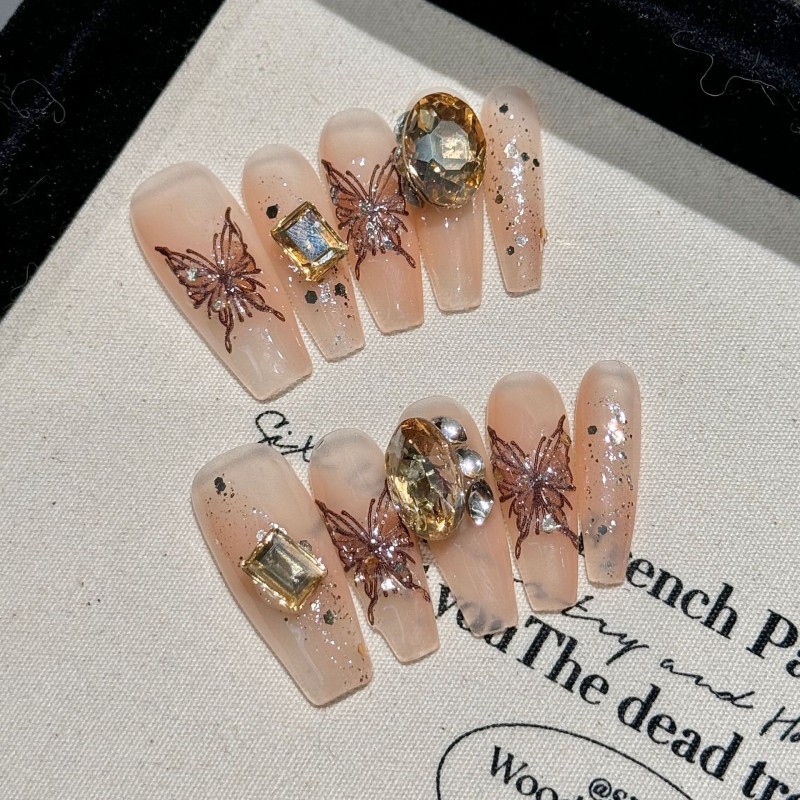 Fashion Long Handmade Press-On Nails For Women BVNL-328