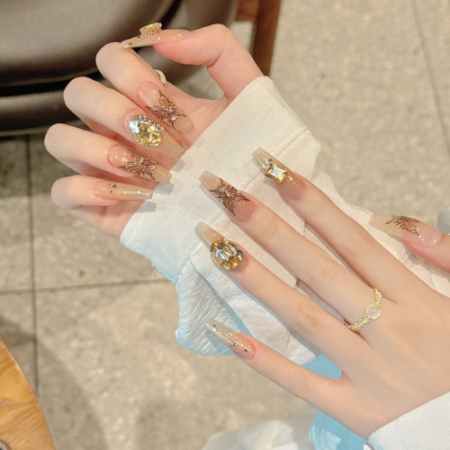 Fashion Long Handmade Press-On Nails For Women BVNL-328