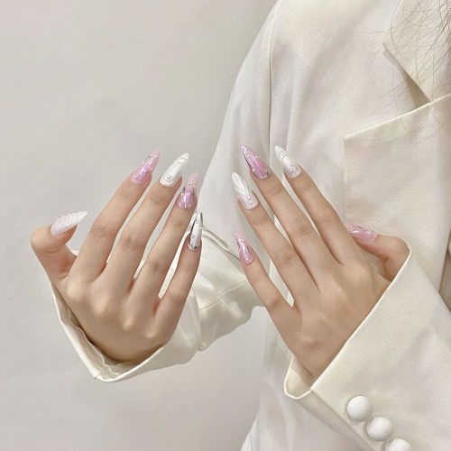 Fashion Long Handmade Press-On Nails For Women BVNL-332