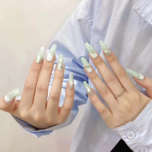 Fashion Long Handmade Press-On Nails For Women BVNL-338