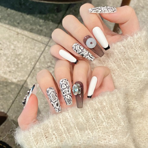 Fashion Long Handmade Press-On Nails For Women BVNL-339