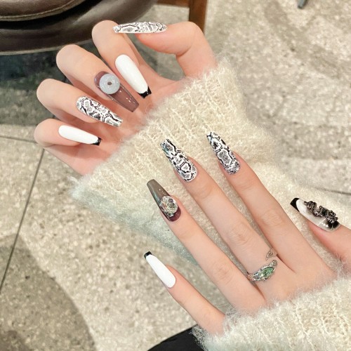 Fashion Long Handmade Press-On Nails For Women BVNL-339