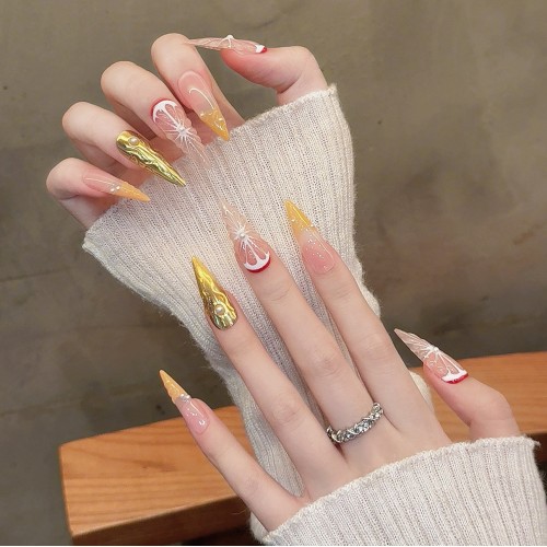 Fashion Long Handmade Press-On Nails For Women BVNL-347