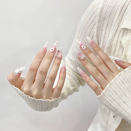 Fashion Long Handmade Press-On Nails For Women BVNL-348