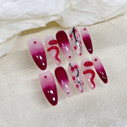 Fashion Long Handmade Press-On Nails For Women BVNL-353