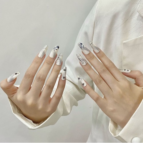 Fashion Long Handmade Press-On Nails For Women BVNL-354