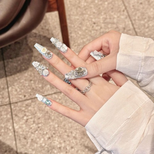 Fashion Long Handmade Press-On Nails For Women BVNL-36