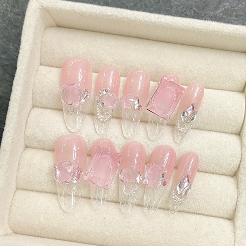 Fashion Long Handmade Press-On Nails For Women BVNL-362