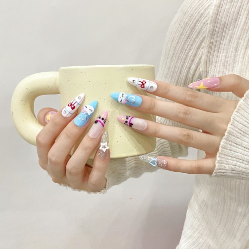 Fashion Long Handmade Press-On Nails For Women BVNL-364