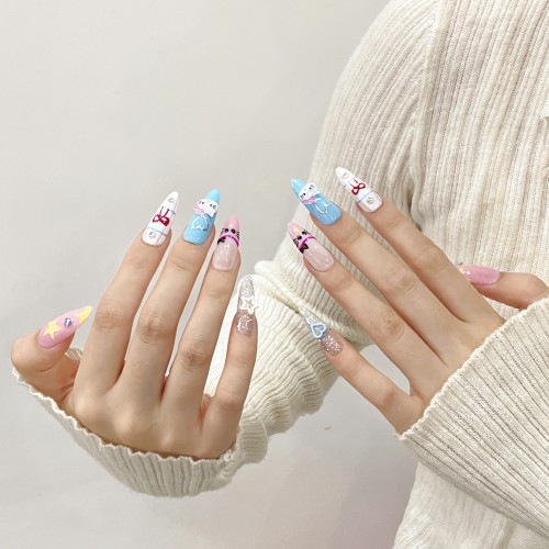 Fashion Long Handmade Press-On Nails For Women BVNL-364