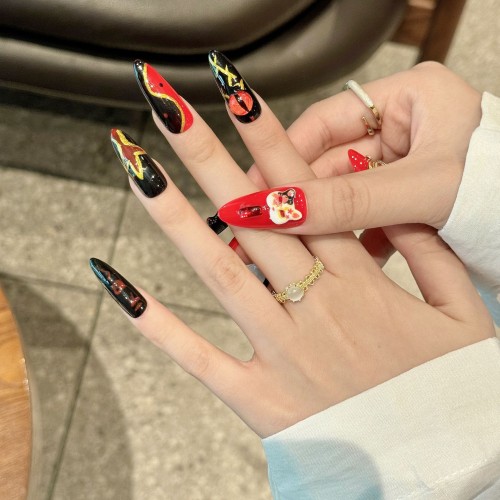 Fashion Long Handmade Press-On Nails For Women BVNL-367